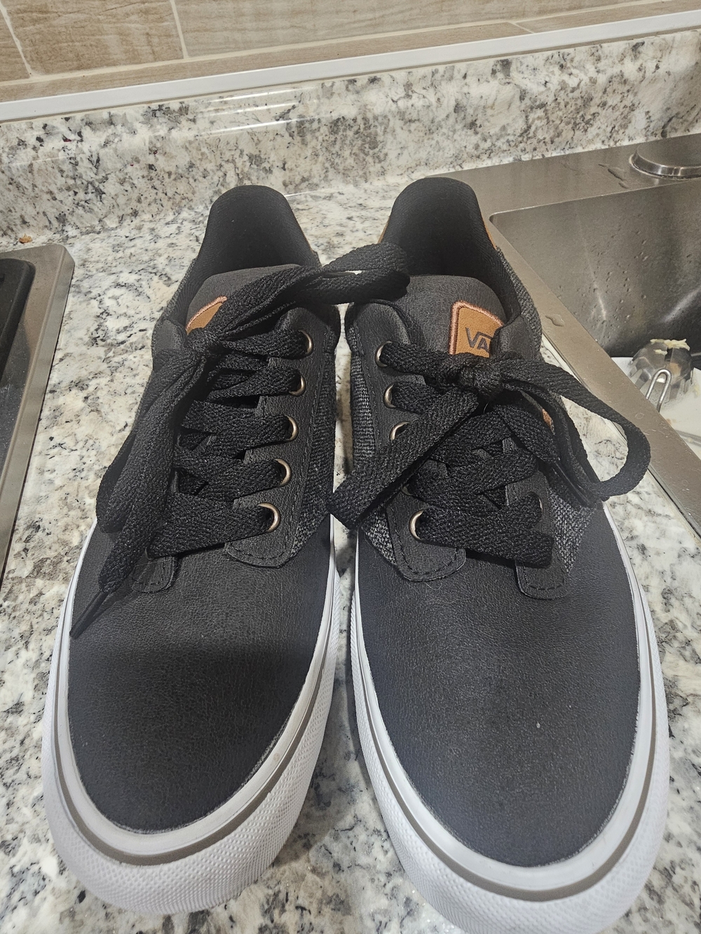 Vans Black Low-Top Sneakers with Brown Accent